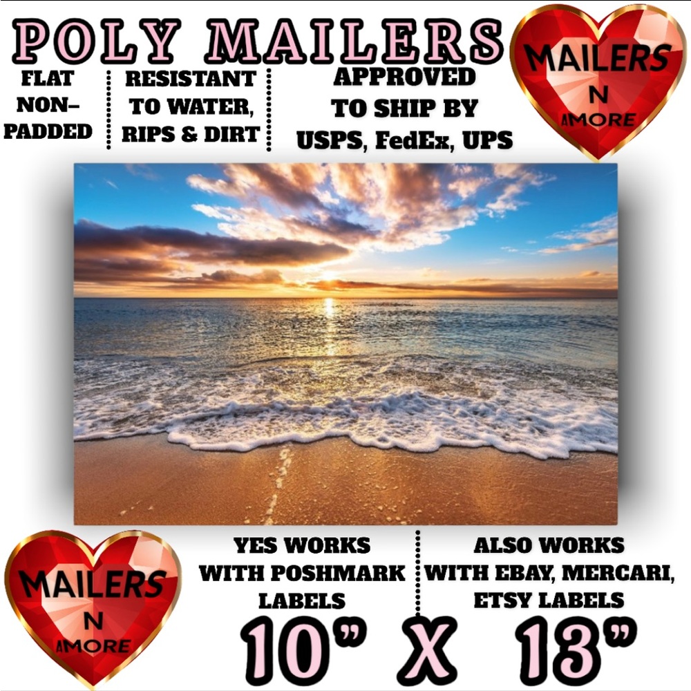 ( Quantity 25 10x13 ) Sunset Beach Poly Mailers Bags Shipping Envelopes - Picture 3 of 3